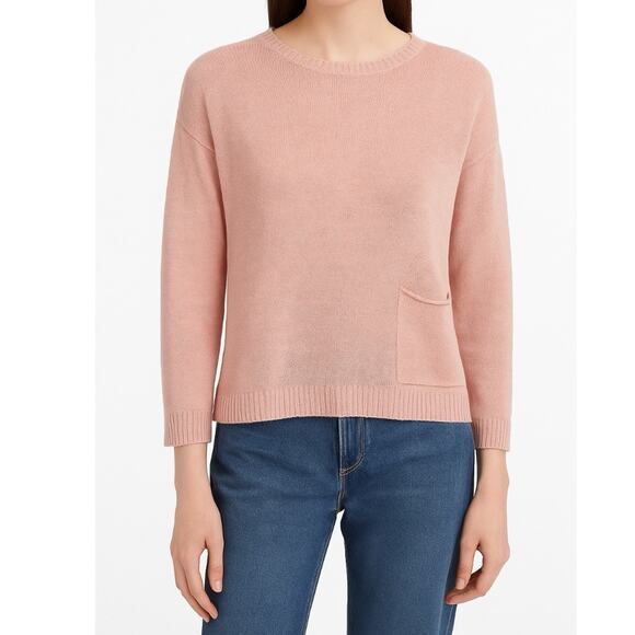 Eileen Fisher 100% Organic Linen Baby Pink Boxy Lagenlook Quiet Luxury Sweater M - Picture 1 of 5